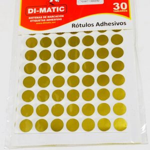 Rotulo adhesivo circulo dorado dimatic