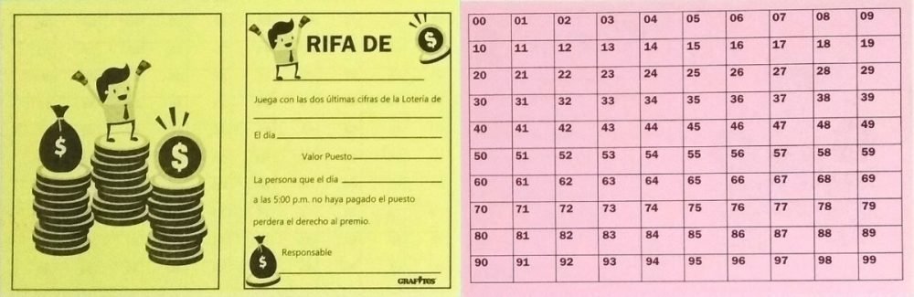 Cartón de rifa pequeño x 80