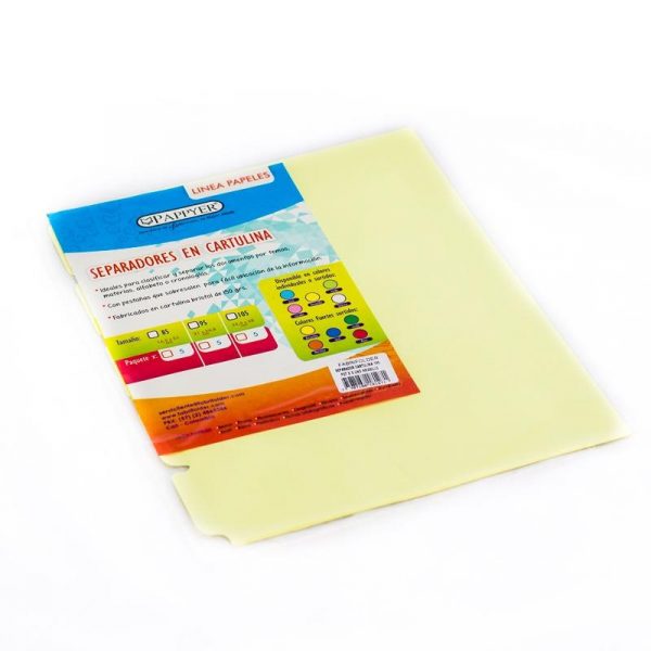 Separador cartulina amarillo folder 105 pappyer