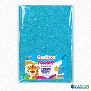Foamy Cuatro Cartas Escarchado Celeste