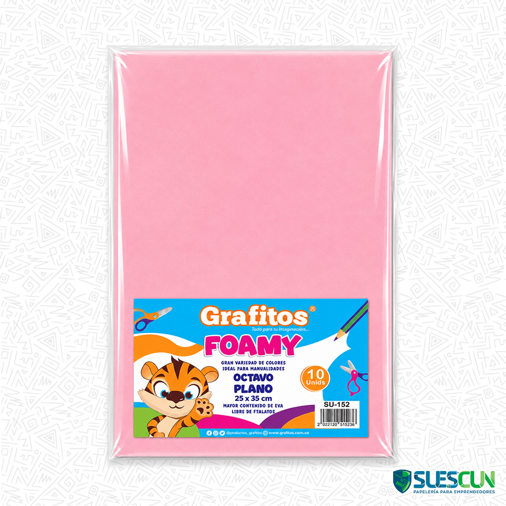 Foamy Grafitos 1/8 Liso Rosado