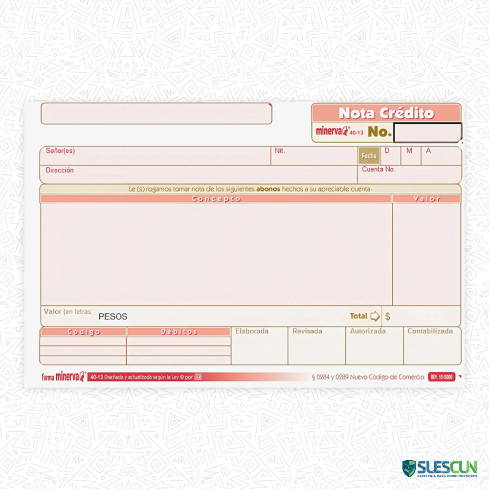 Nota Crédito Minerva 4013