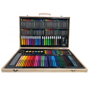 Set artistico para niños 180 piezas maleta madera 180