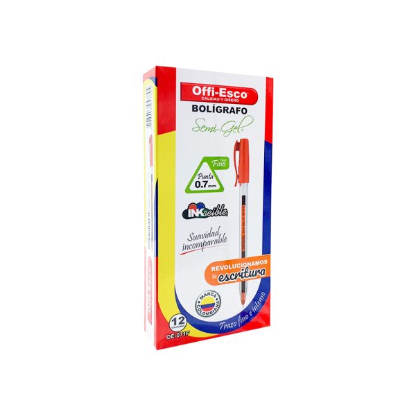 Lapicero Semi Gel Offi Esco 071 Rojo - Imagen 2