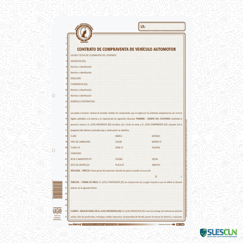 Contrato Compraventa Vehículo 55-08