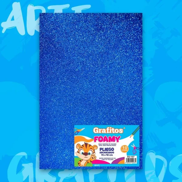 Foamy Lamina Grafitos Azul Rey Escarchado