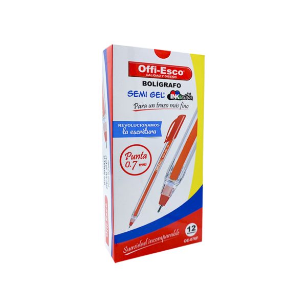 Lapicero Semi Gel Rojo 076 Offi Esco - Imagen 2