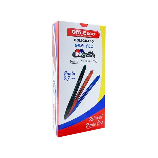 Lapicero Semi Gel Retráctil Inkreible Offi Esco Rojo - Imagen 2