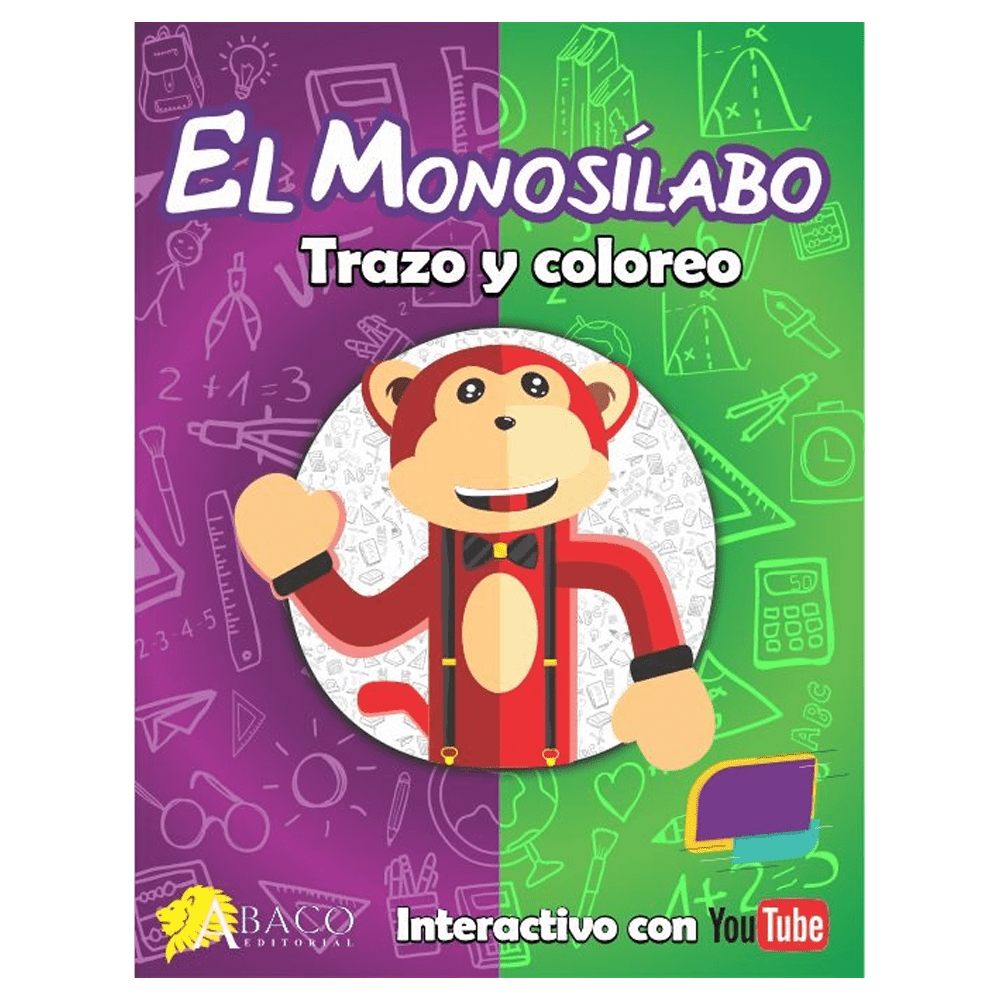 libro monosilabo par colorear y trazos