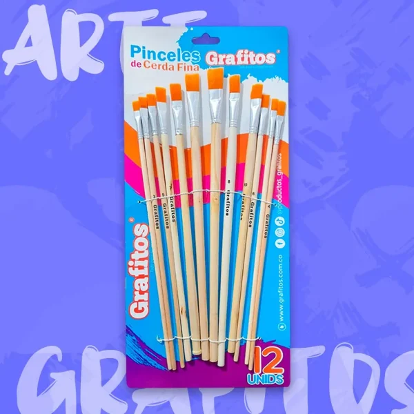 Pinceles planos cerda fina x12 Grafitos SU-066