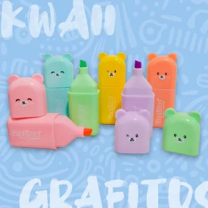 Set resaltador mini ositos x6 kawaii Grafitos