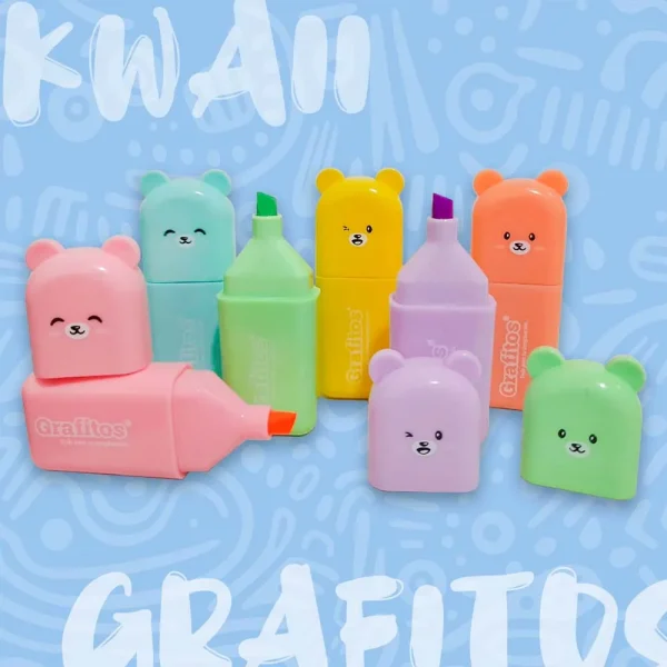 Set resaltador mini ositos x6 kawaii Grafitos