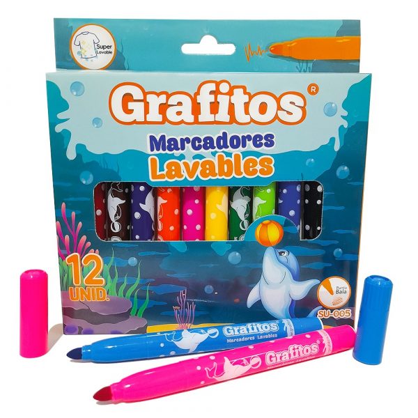 Marcadores lavables grafitos x12