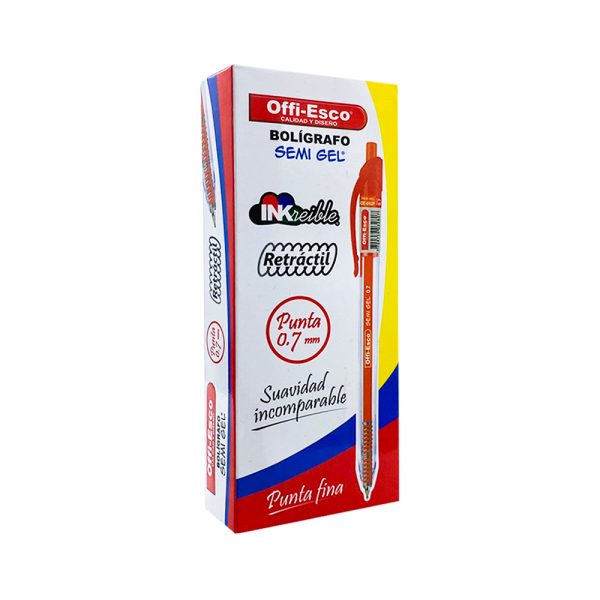 Lapicero Semi Gel Retráctil Offi Esco Rojo - Imagen 2