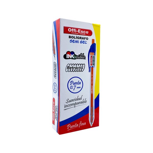 Lapicero Semi Gel Retr?ctil 052 Offi Esco Azul - Imagen 2