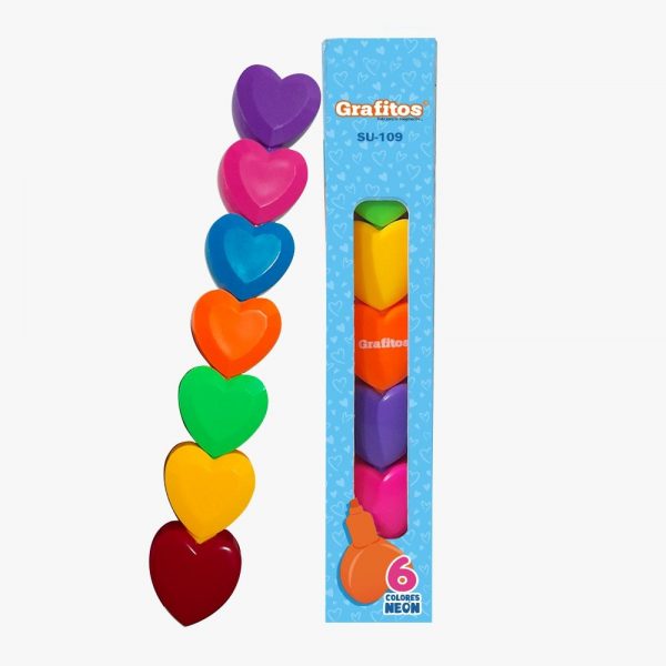 Set Resaltador de Corazón x7 Kawaii Grafitos