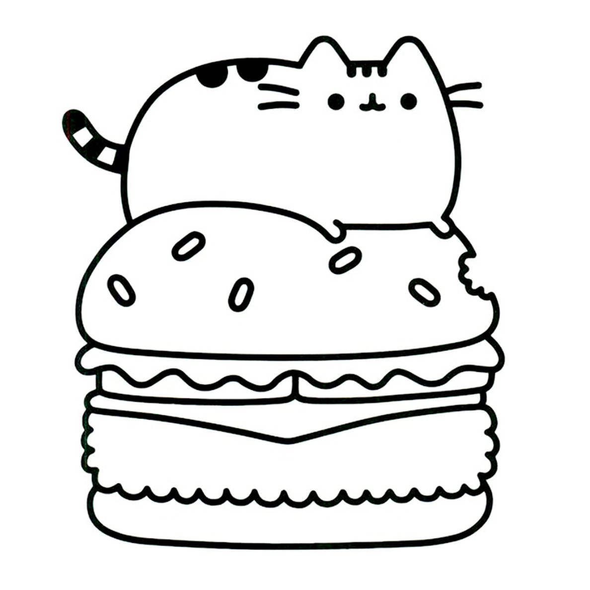 Dibujo gato hamburguesa Kawaii