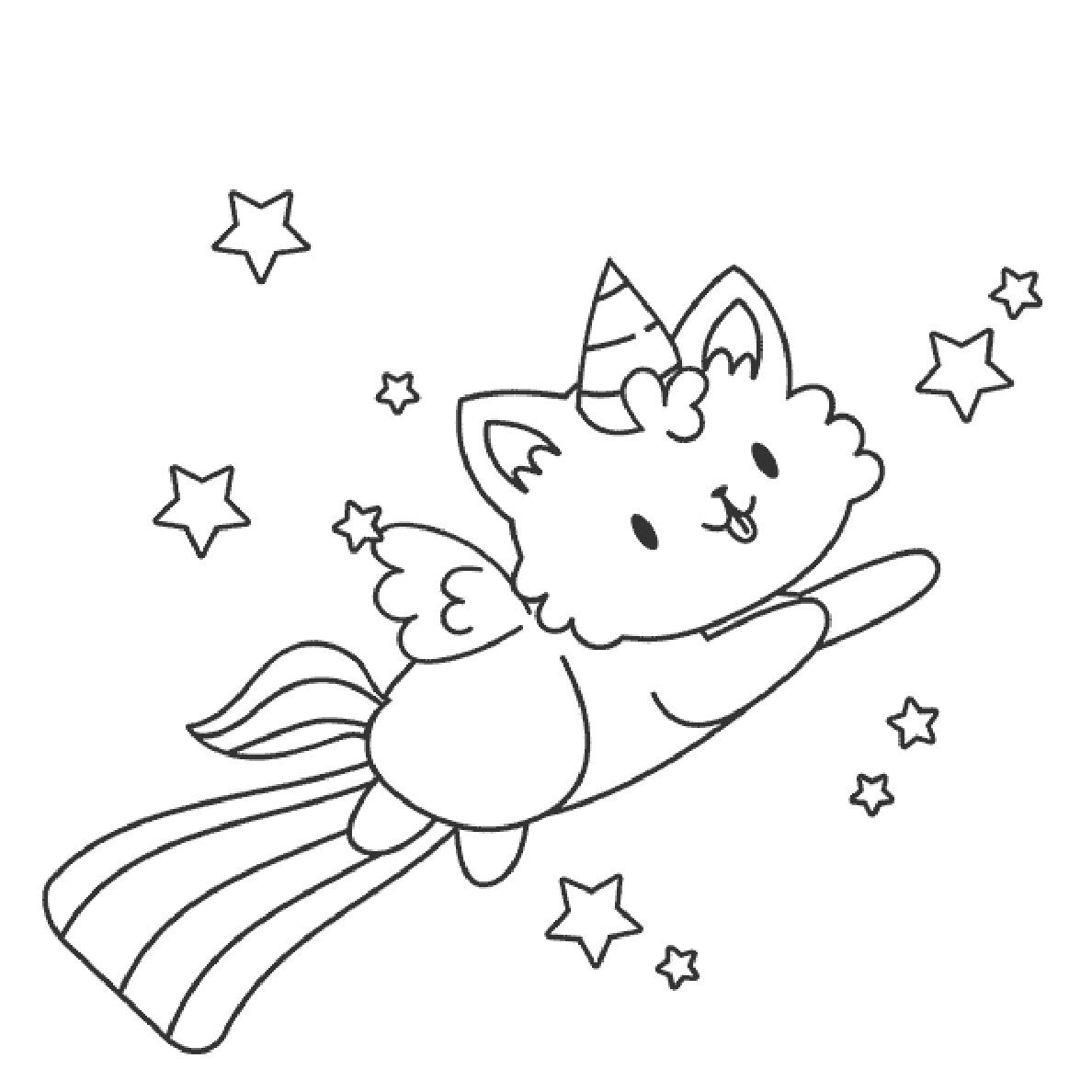 Dibujo gato unicornio Kawaii