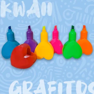 Set Resaltador de Corazon x6 Kawaii Grafitos Su-109