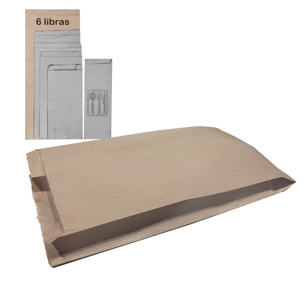 Bolsa de Papel Kraft 6 Libras Paquete x100