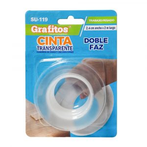 Cinta Doble Faz Transparente 2.4cm Grafitos
