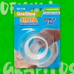 Cinta Doble Faz Transparente 2.4cm Grafitos
