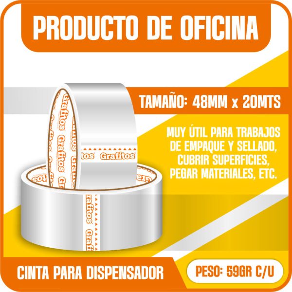 Cinta Transparente Grafitos 20m Paq x6