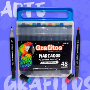 Marcador Doble Punta A Base De Alcohol Grafitos x48
