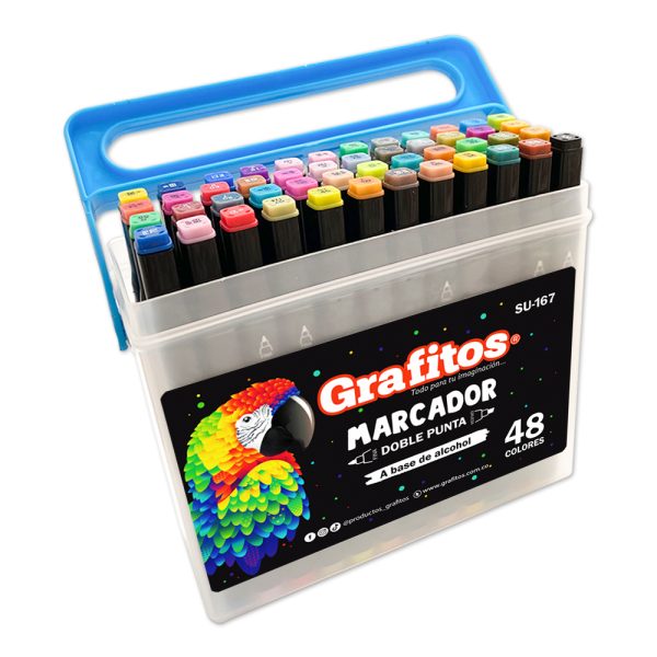 Marcador Doble Punta A Base De Alcohol Grafitos x48 - Imagen 3