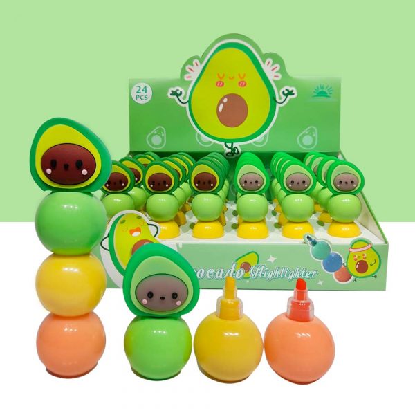 Set Resaltador Aguacate x3 kawaii