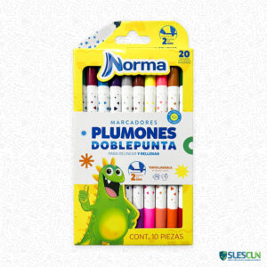 Plumones Lavables Doble Punta Norma