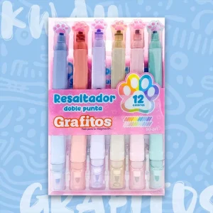 Resaltadores Kawaii Grafitos Pasteles Motivo Patica