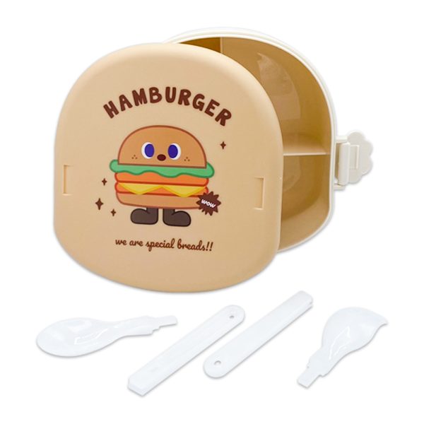 Portacomida Kawaii Hamburguesa De 3 Espacios - Imagen 2