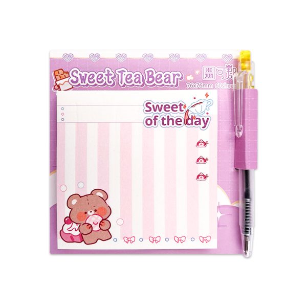 Taco De Notas Kawaii Estampado Con Boligrafo - Imagen 4
