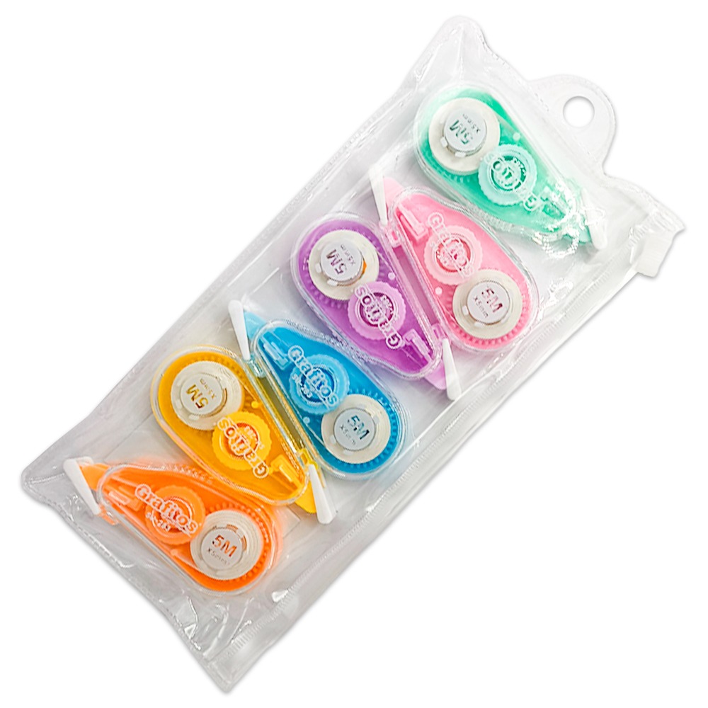 set correctores de cinta colores pasteles grafitos - Imagen 2