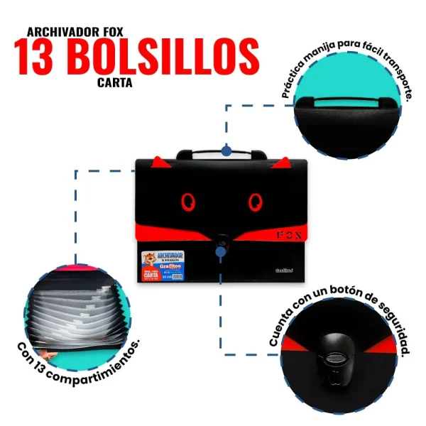 Archivador Fox Tamaño Carta de 13 Bolsillos - Imagen 2