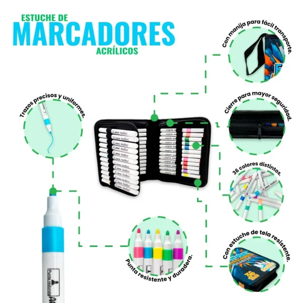 Estuche de Marcadores Acrílicos - Imagen 3