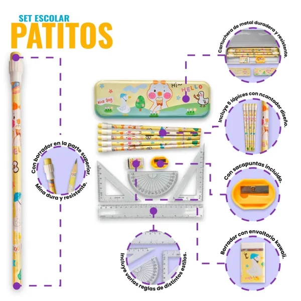 Set Escolar Patitos: Diversión y Orden en Cada Trazo - Imagen 3