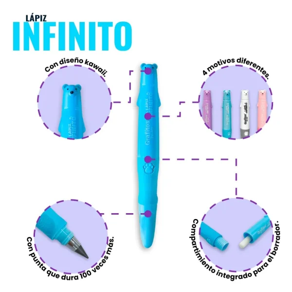Lápiz Infinito Kawaii en Forma de Oso - Imagen 2