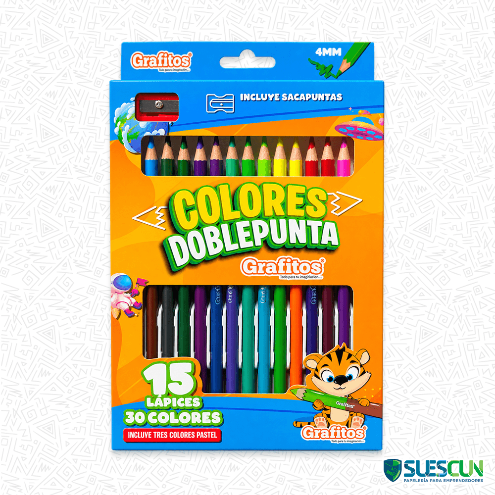 Colores Grafitos Doble Punta 12+3