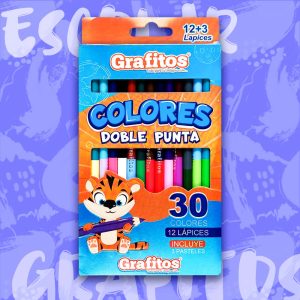 Colores Grafitos Doble Punta 12+3
