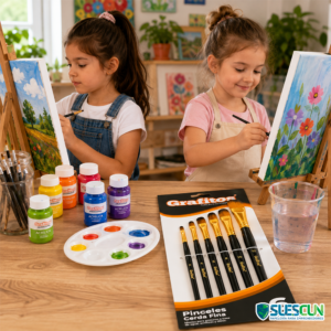 Set de Pinceles Lengua de Gato Cerda Fina Grafitos x6
