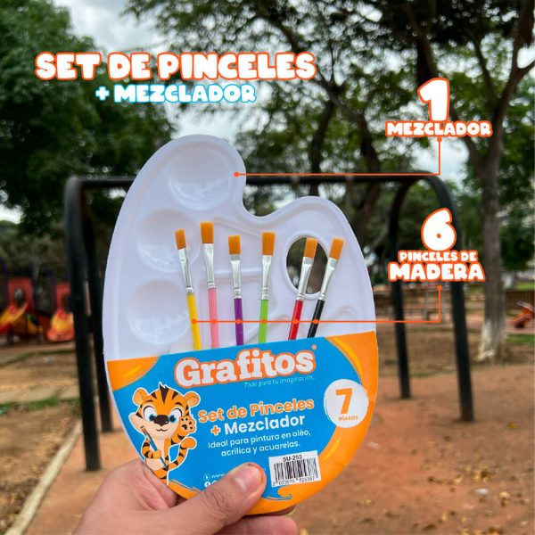 Set Pinceles Con Mezclador Grafitos SU-253 - Imagen 2