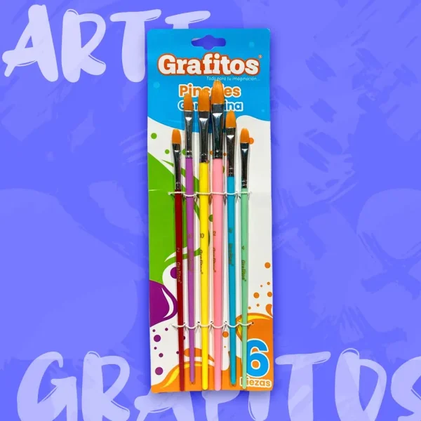 Set de Pinceles x6 Cerda Fina Planos
