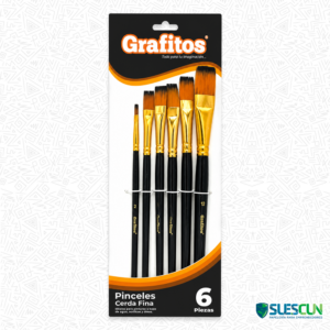 Pinceles Grafitos Cerda Fina x6 planos