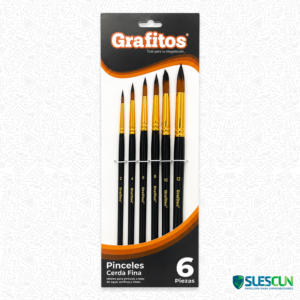 Pinceles Grafitos Cerda Fina x6 redondos