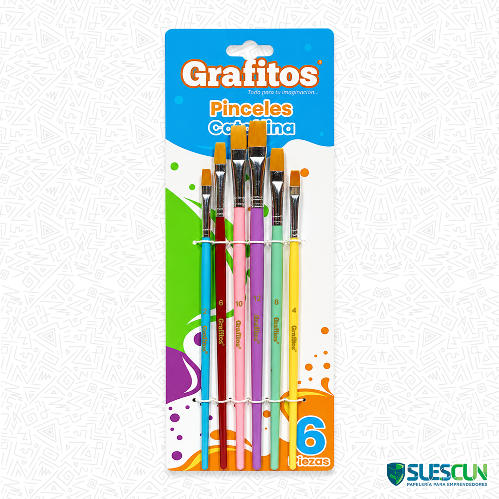 Set Pinceles Grafitos Planos x6