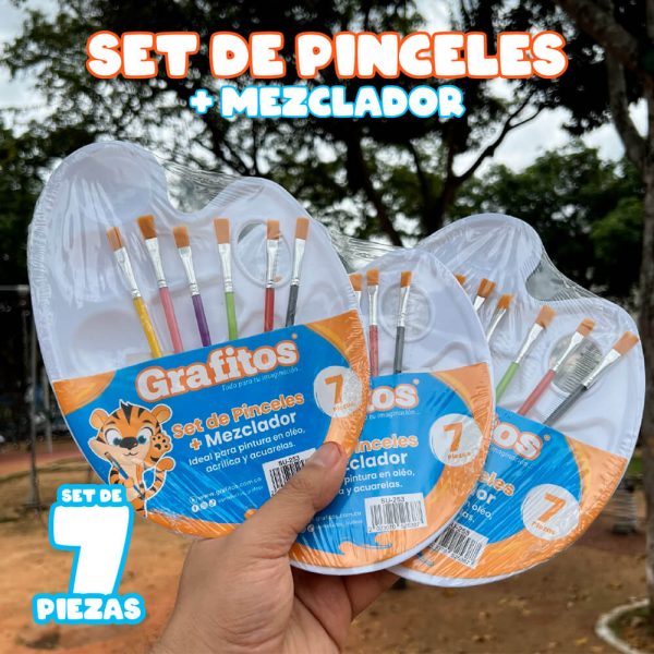 Set Pinceles Con Mezclador Grafitos SU-253