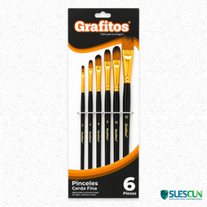 Set de Pinceles Lengua de Gato Cerda Fina Grafitos x6