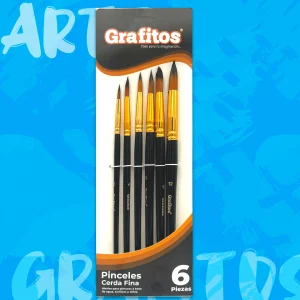 Pinceles Grafitos Cerda Fina x6 redondos